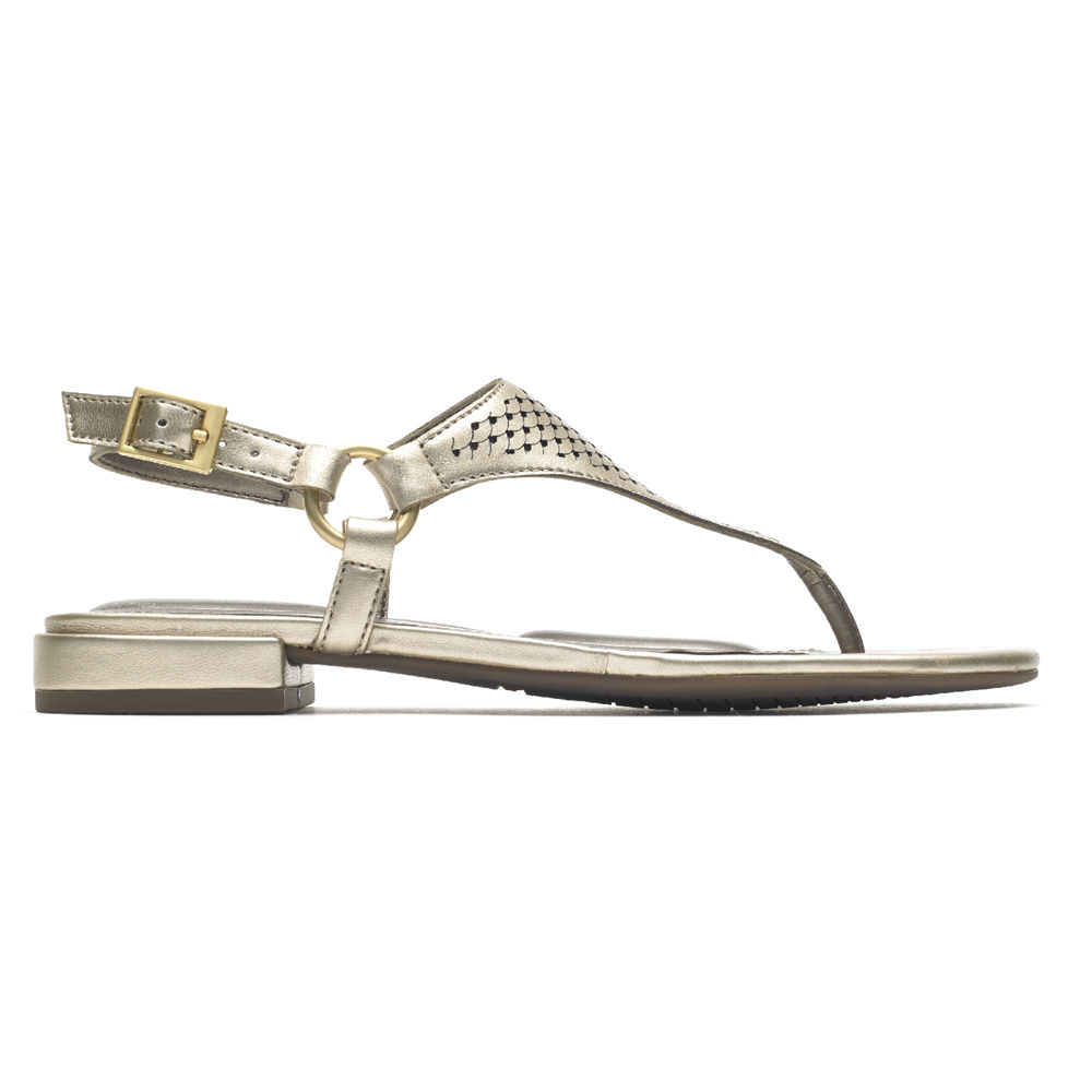 Sandálias Rockport Mulher Douradas - Total Motion Zosia Thong - 02741DORZ